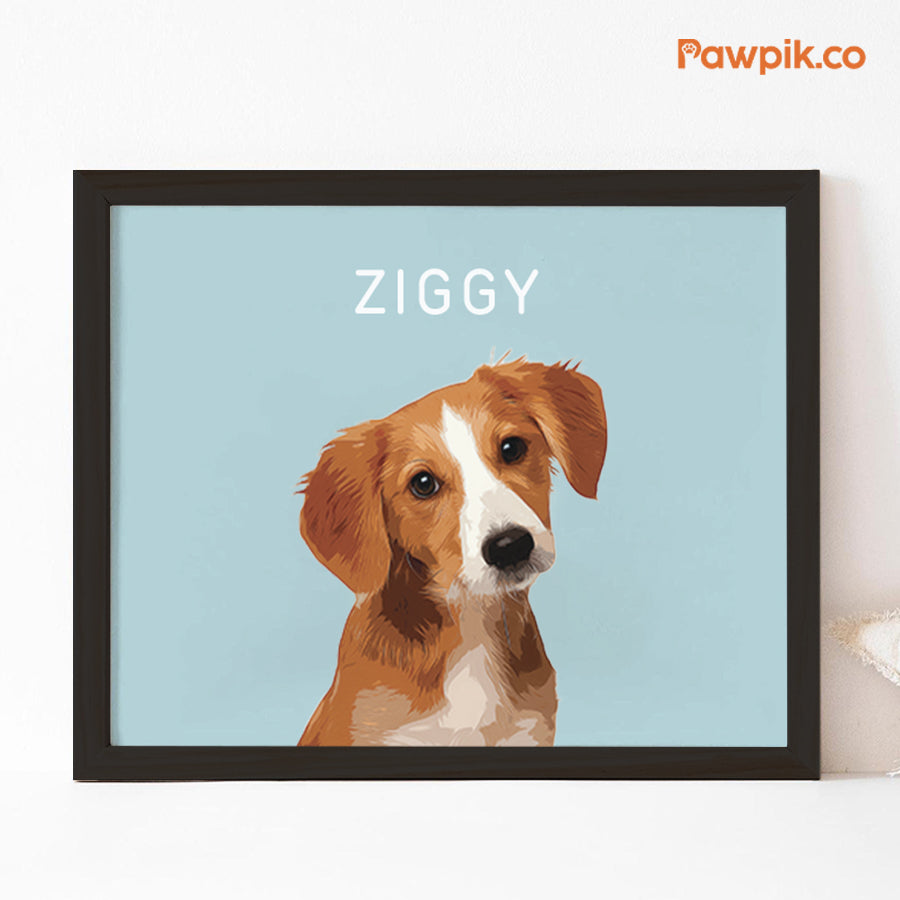 Super Cute Custom Dog Portrait Cartoon Horizontal Frame Canvas - Gift for Pet Lovers