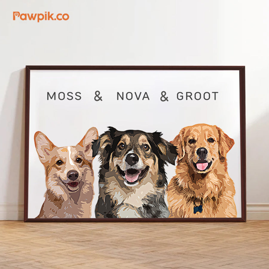 Super Cute Customized Cat Portrait Cartoon Horizontal Frame Canvas - Gift for Pet Lovers