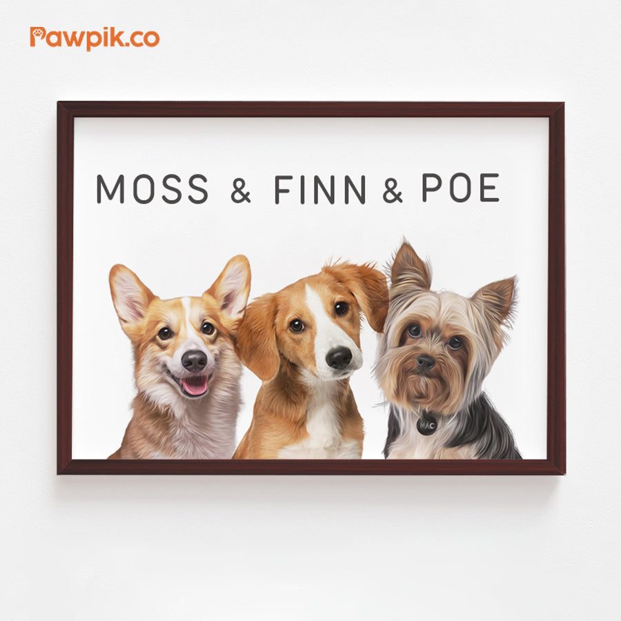 Lovely Personalized Pet Portrait Horizontal Frame Canvas - Gift for Friends