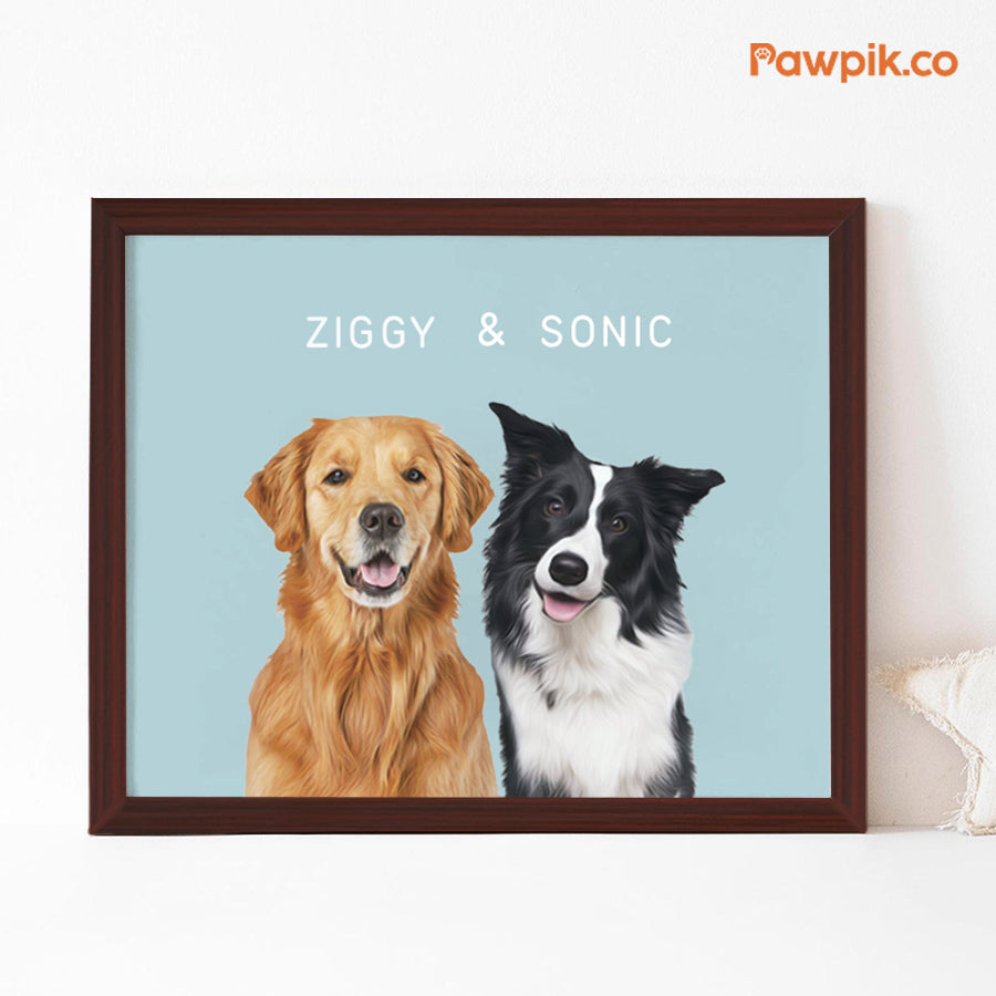 Lovely Personalized Pet Portrait Horizontal Frame Canvas - Gift for Friends