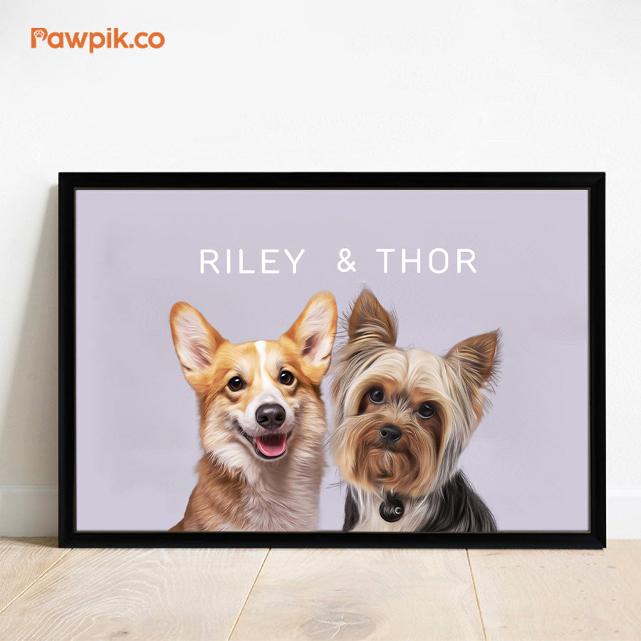 Lovely Personalized Pet Portrait Horizontal Frame Canvas - Gift for Friends