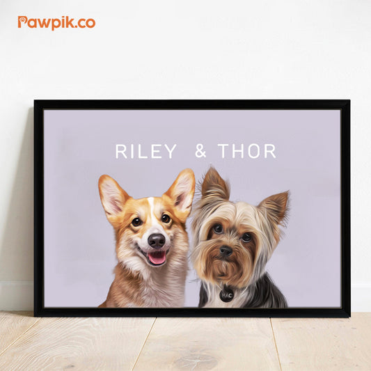 Lovely Personalized Pet Portrait Horizontal Frame Canvas - Gift for Friends