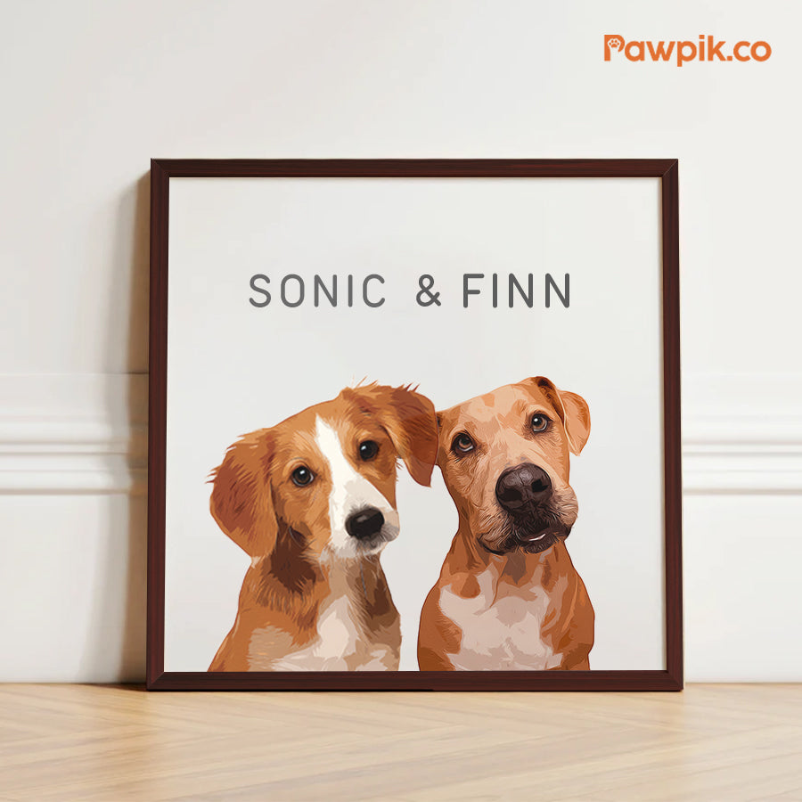 Funny Personalized Pet Cartoon Square Frame Canvas - Gift for Dog Lovers
