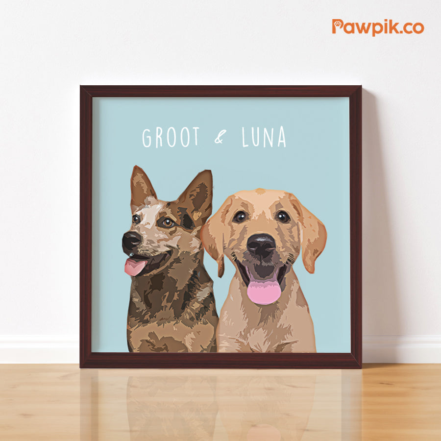 Super Cute Custom Dog Square Frame Canvas - Gift for Pet Lovers