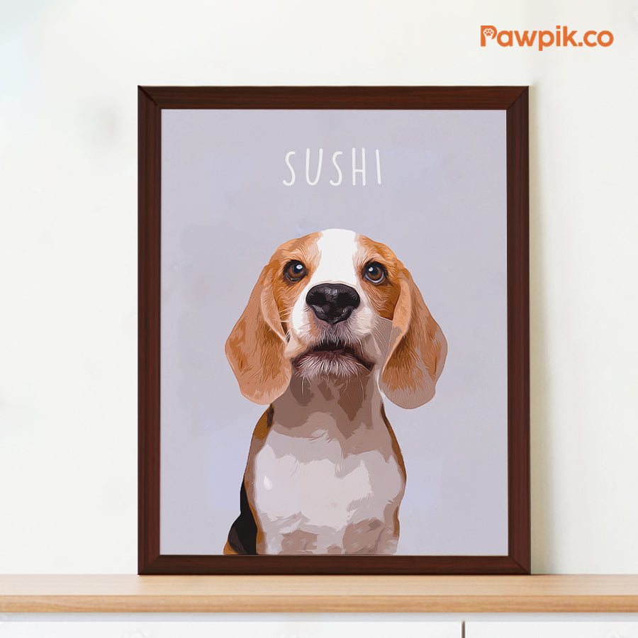 Funny Personalized Dog Portrait Cartoon Vertical Frame Canvas - Gift For Pet Lovers