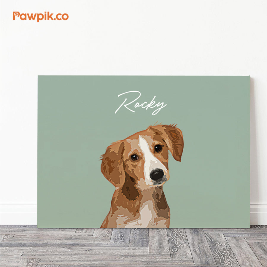 Lovely Customized Pet Portrait Cartoon Horizontal Canvas - Gift for Dog Lovers