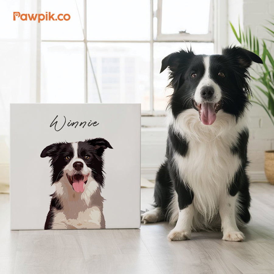 Lovely Personalized Dog Cartoon Square Canvas - Gift for Bestie