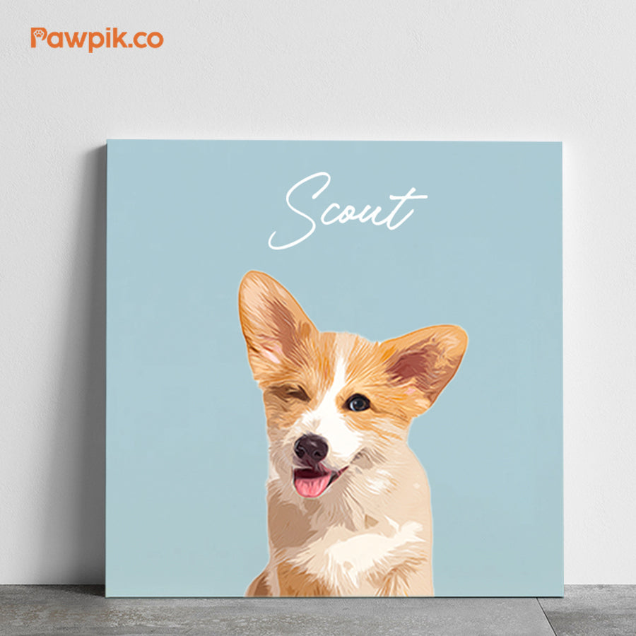 Lovely Personalized Dog Cartoon Square Canvas - Gift for Bestie