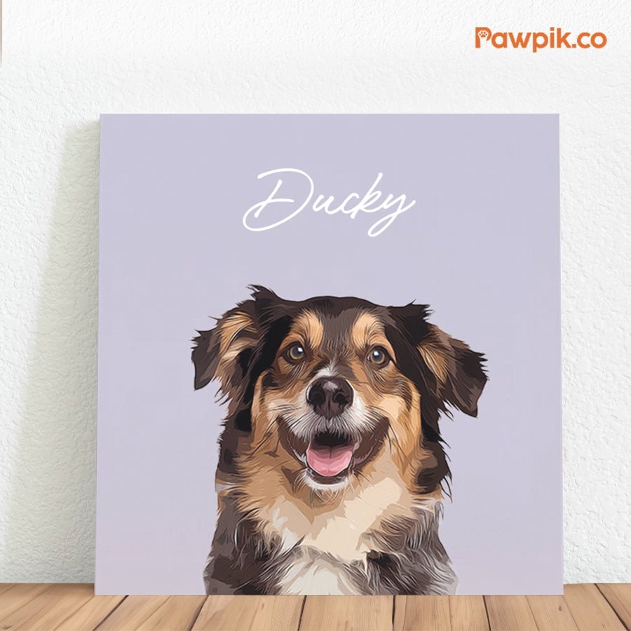 Lovely Personalized Dog Cartoon Square Canvas - Gift for Bestie