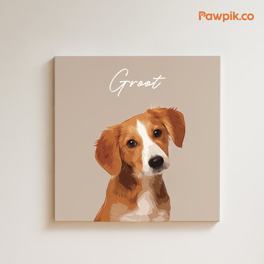 Lovely Personalized Dog Cartoon Square Canvas - Gift for Bestie