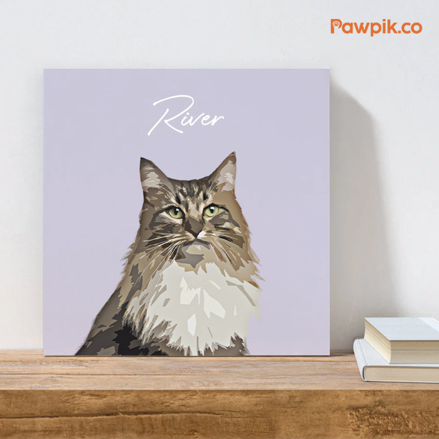 Funny Customized Cat Cartoon Square Canvas - Gift for Pet Lovers