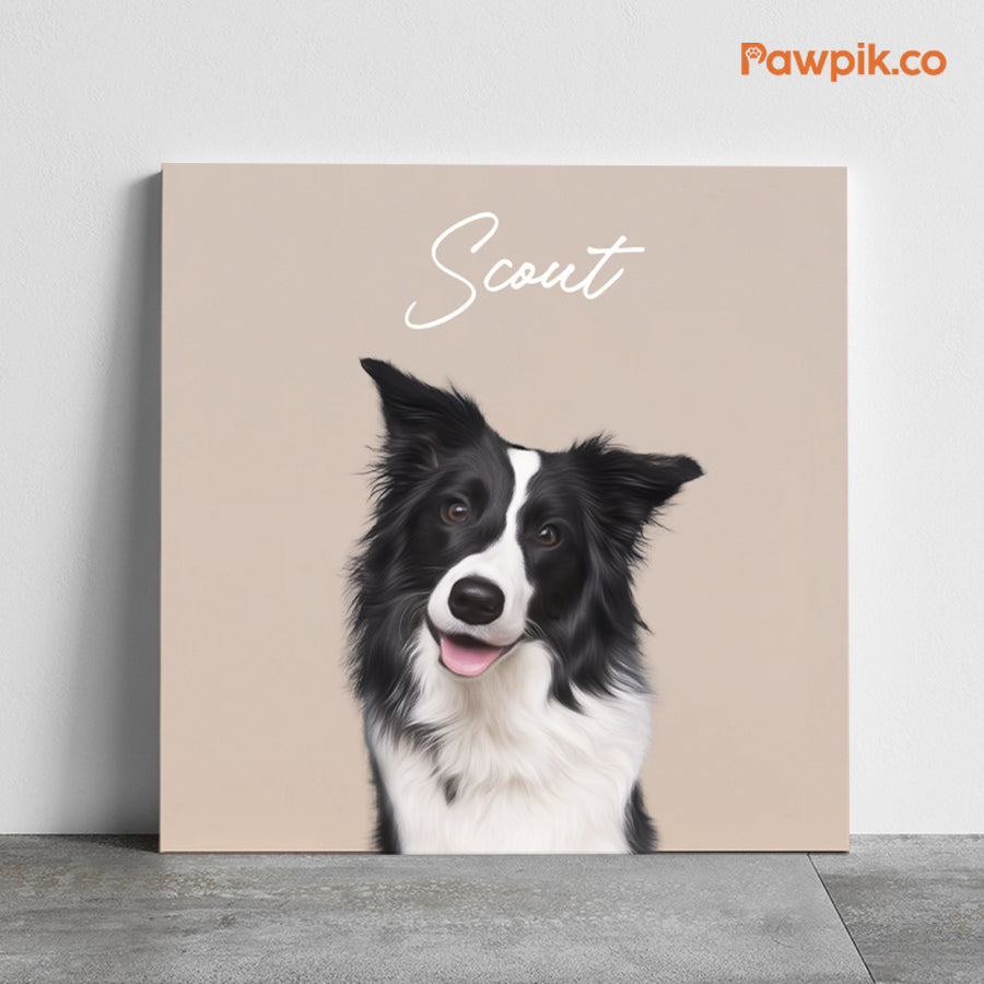 Super Adorable Custom Pet Portrait Square Canvas - Gift For Dog Lovers