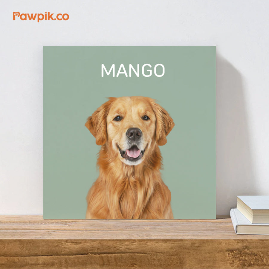 Super Adorable Custom Pet Portrait Square Canvas - Gift For Dog Lovers