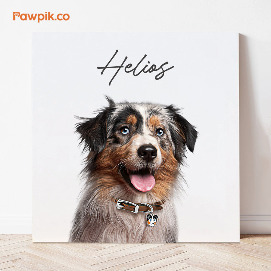 Super Adorable Custom Pet Portrait Square Canvas - Gift For Dog Lovers