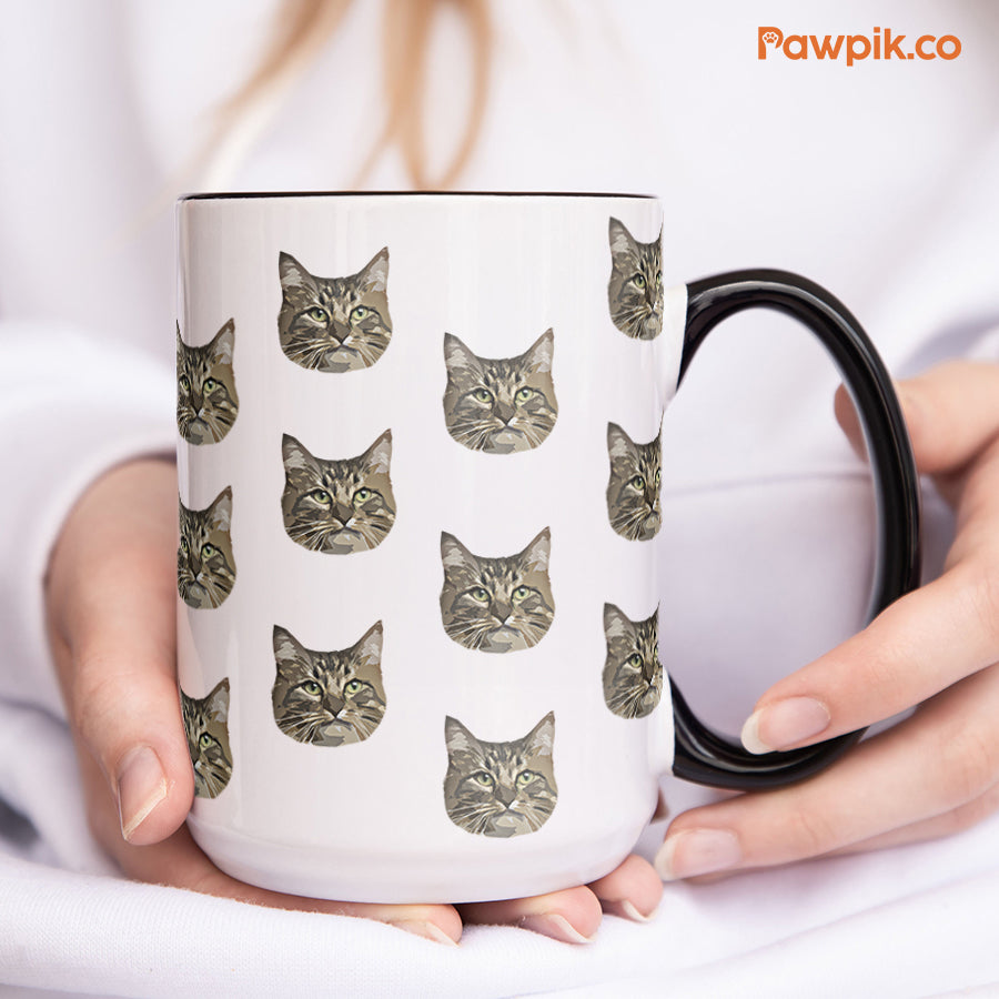 Personalized Super Cute Pet Face Accent Mug - Gift for Pet Lovers