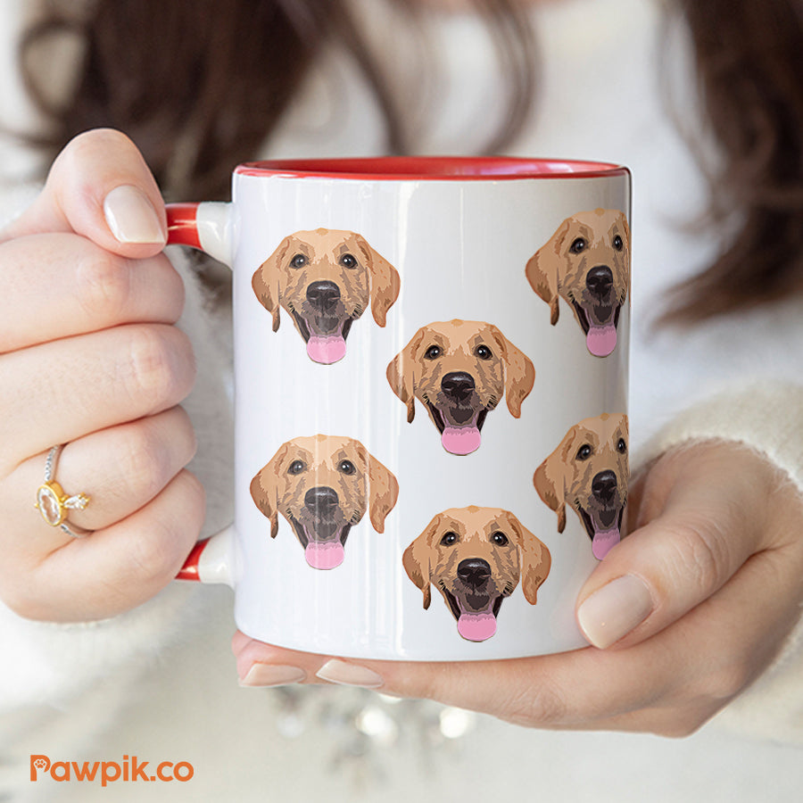 Personalized Super Cute Pet Face Accent Mug - Gift for Pet Lovers