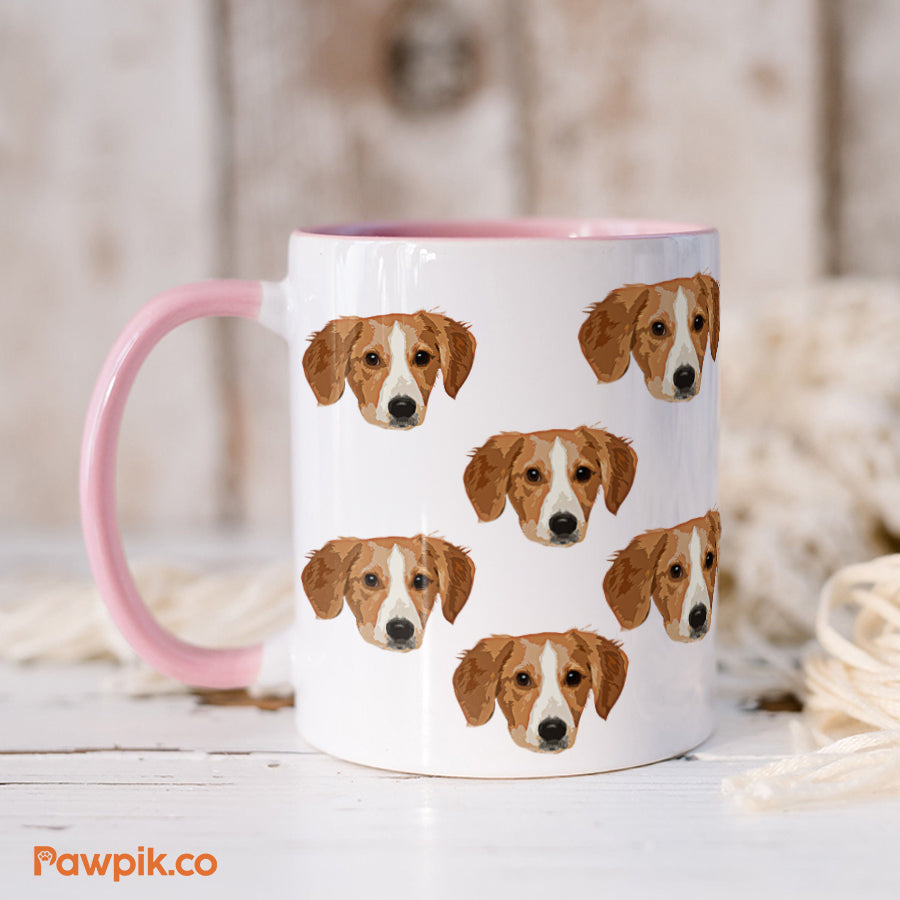 Personalized Super Cute Pet Face Accent Mug - Gift for Pet Lovers
