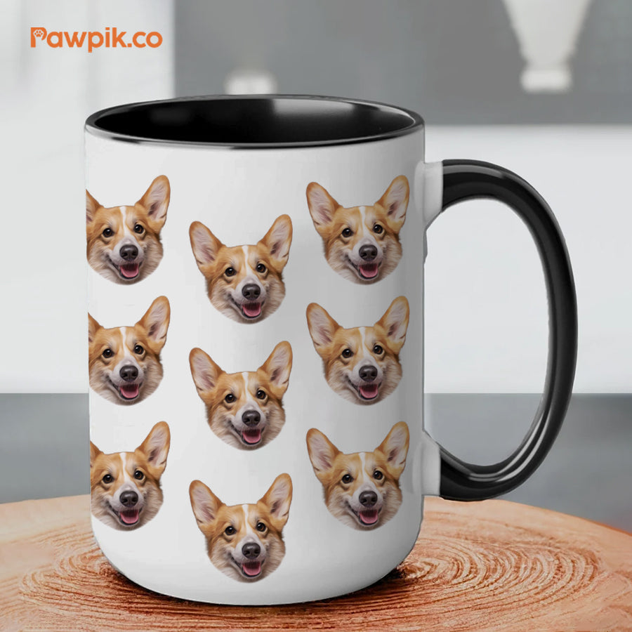 Personalized Adorable Pet Face Accent Mug - Gift for Pet Lovers