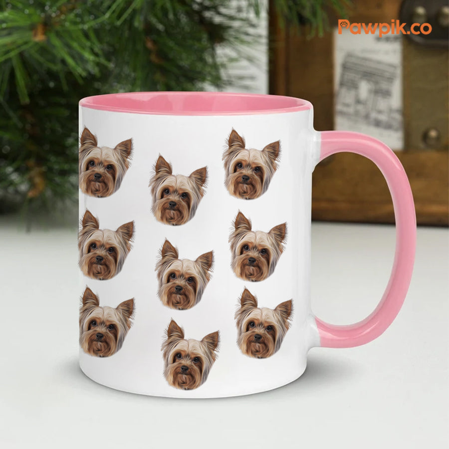 Personalized Adorable Pet Face Accent Mug - Gift for Pet Lovers