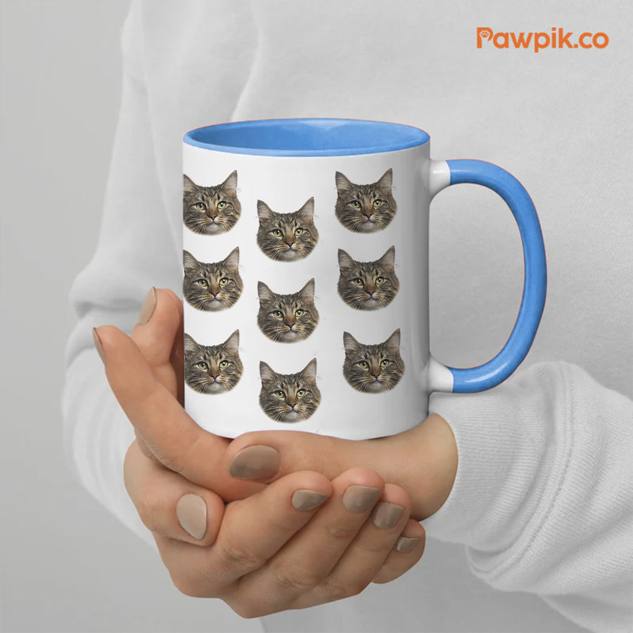 Personalized Adorable Pet Face Accent Mug - Gift for Pet Lovers