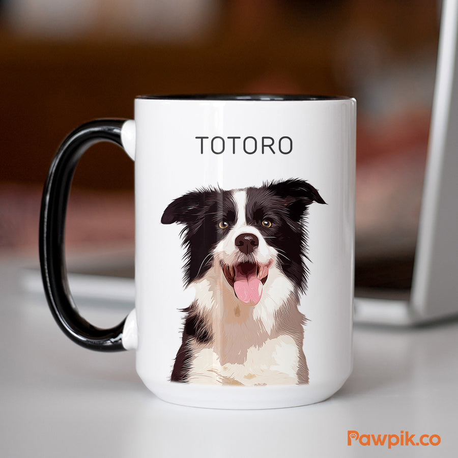 Personalized Adorable Pet Portrait Accent Mug - Gift for Pet Lovers