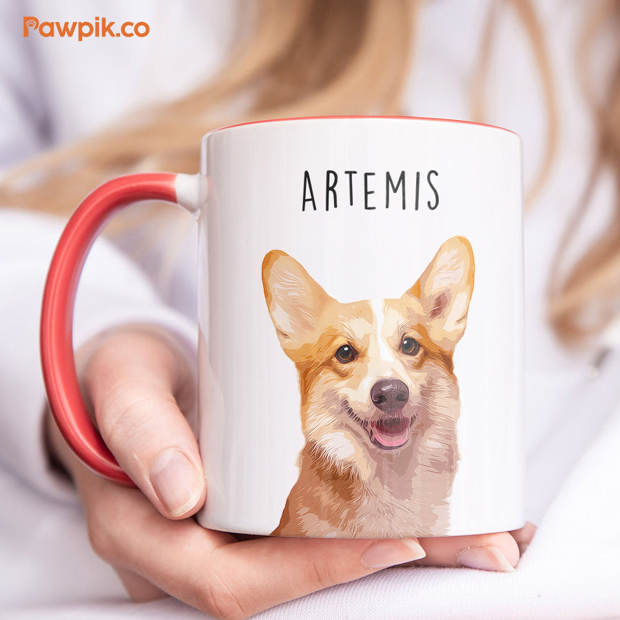 Personalized Adorable Pet Portrait Accent Mug - Gift for Pet Lovers
