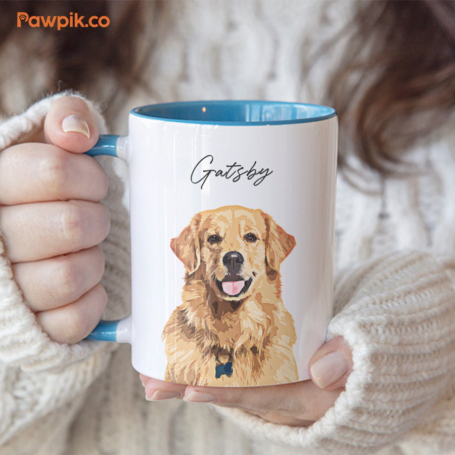 Personalized Super Cute Adorable Pet Portrait Accent Mug - Gift for Pet Lovers