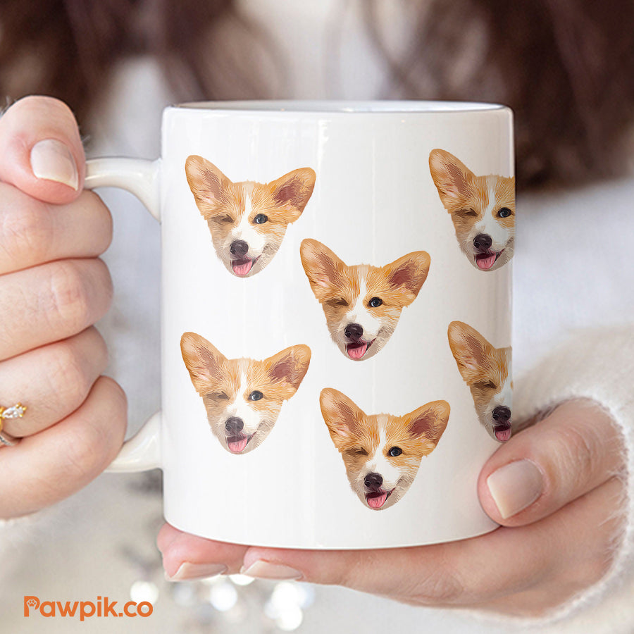 Personalized  Funny Pet Face White Mug - Gift for Pet Lovers
