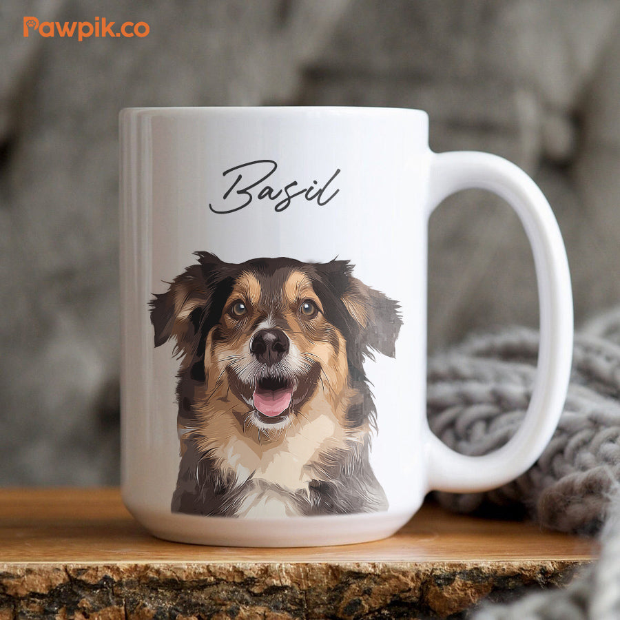 Personalized Adorable Pet Portrait White Mug - Gift For Pet Lovers
