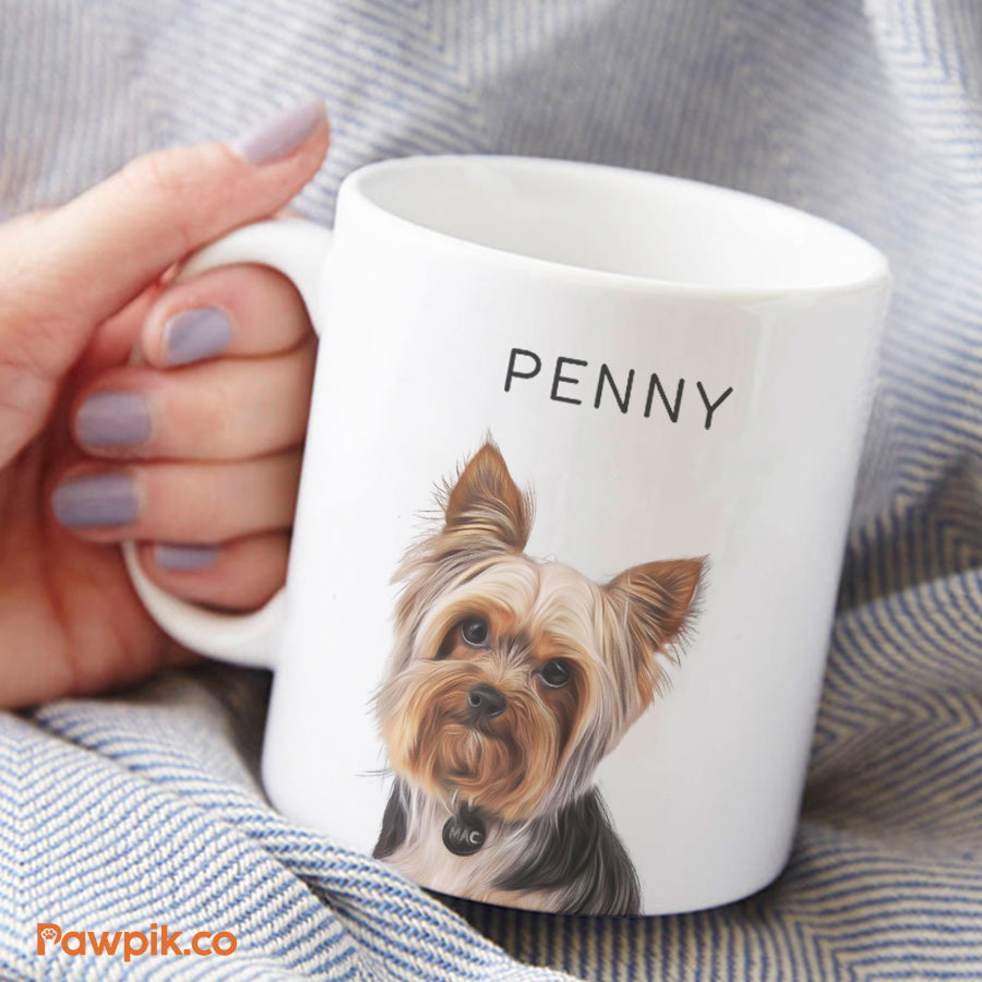 Personalized Colorful Pet Portrait White Mug - Gift For Pet Lovers
