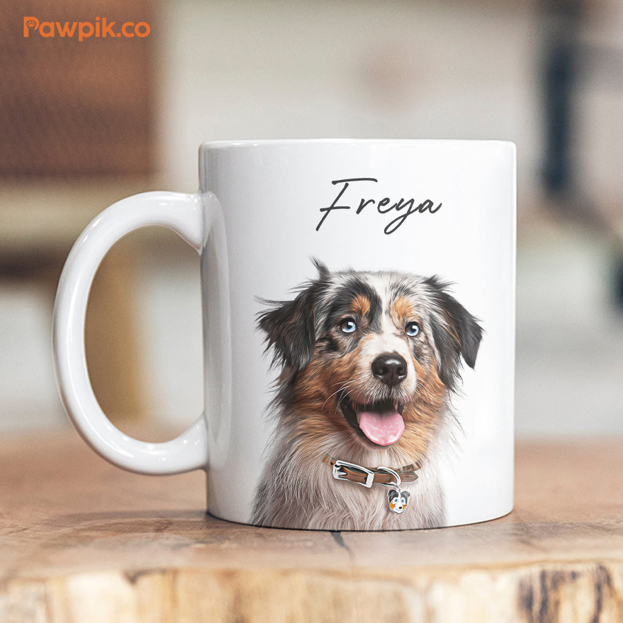 Personalized Colorful Pet Portrait White Mug - Gift For Pet Lovers