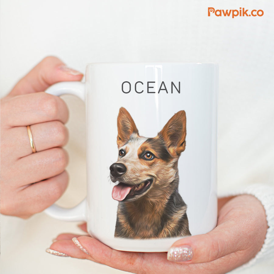 Personalized Colorful Pet Portrait White Mug - Gift For Pet Lovers