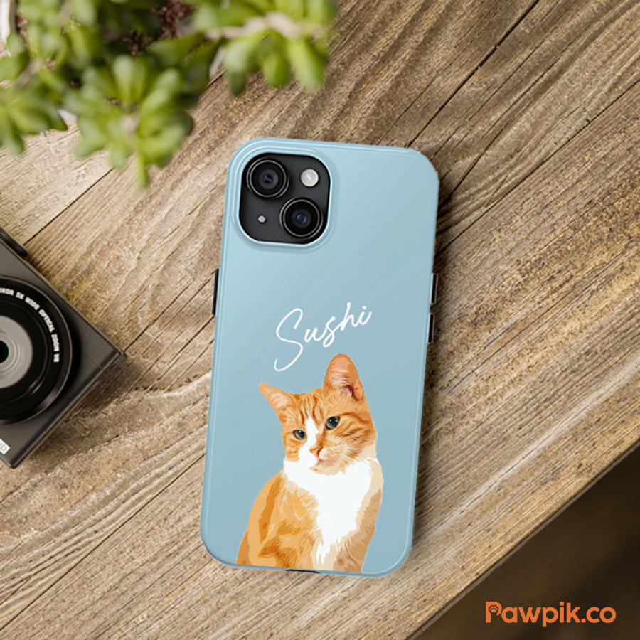 Personalized Adorable Pet Portrait Tough Phone Case - Gift For Pet Lovers