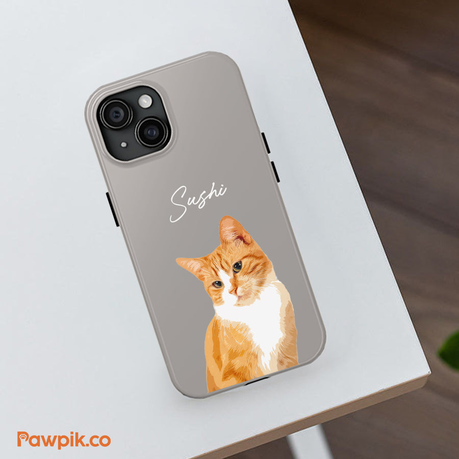 Personalized Adorable Pet Portrait Tough Phone Case - Gift For Pet Lovers