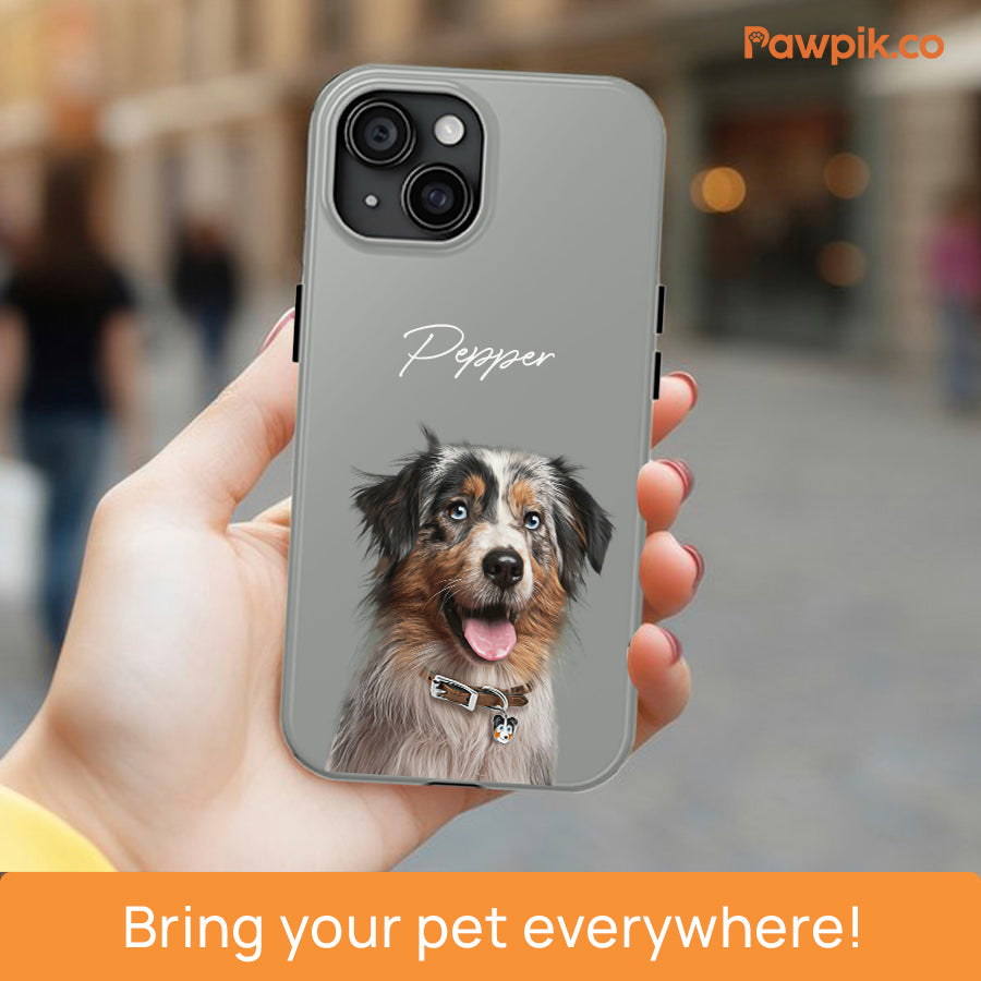 Personalized Colorful Pet Portrait Tough Phone Case - Gift For Cat Lovers