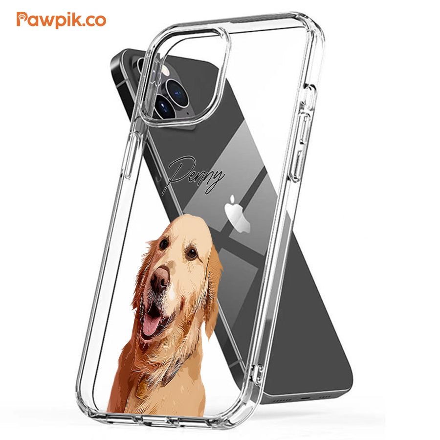 Personalized Adorable Pet Portrait Clear Phone Case - Gift For Cat Lovers