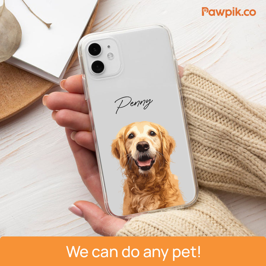 Personalized Adorable Pet Portrait Clear Phone Case - Gift For Cat Lovers