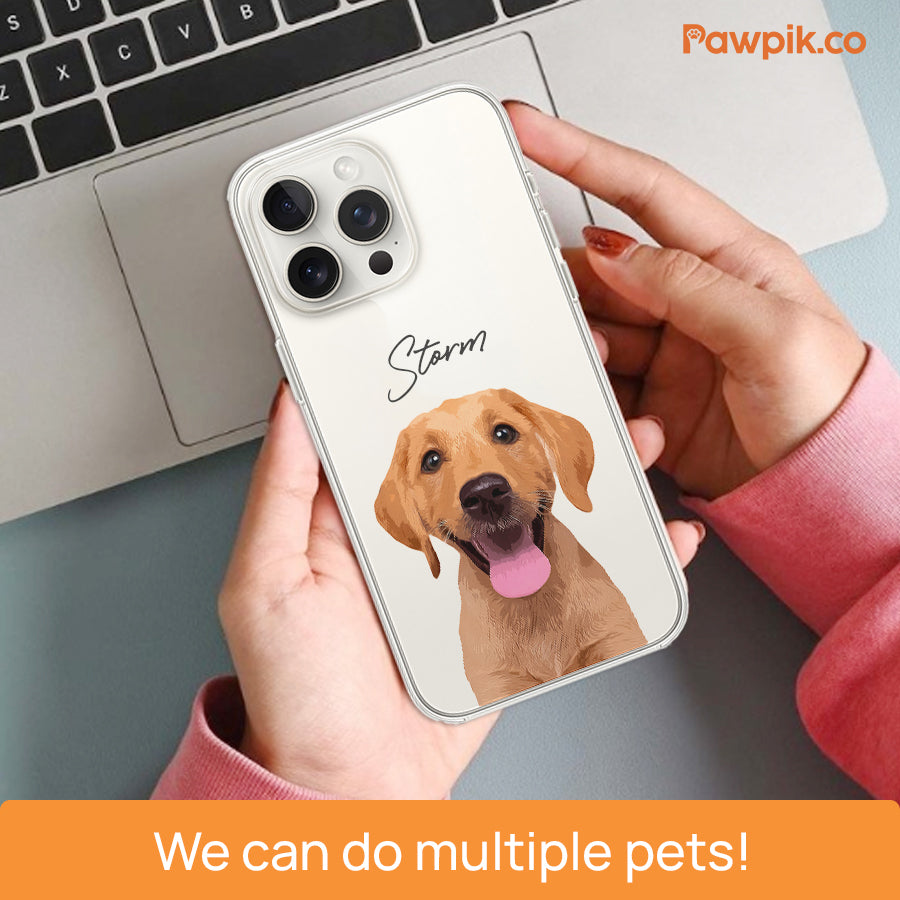 Personalized Adorable Pet Portrait Clear Phone Case - Gift For Cat Lovers