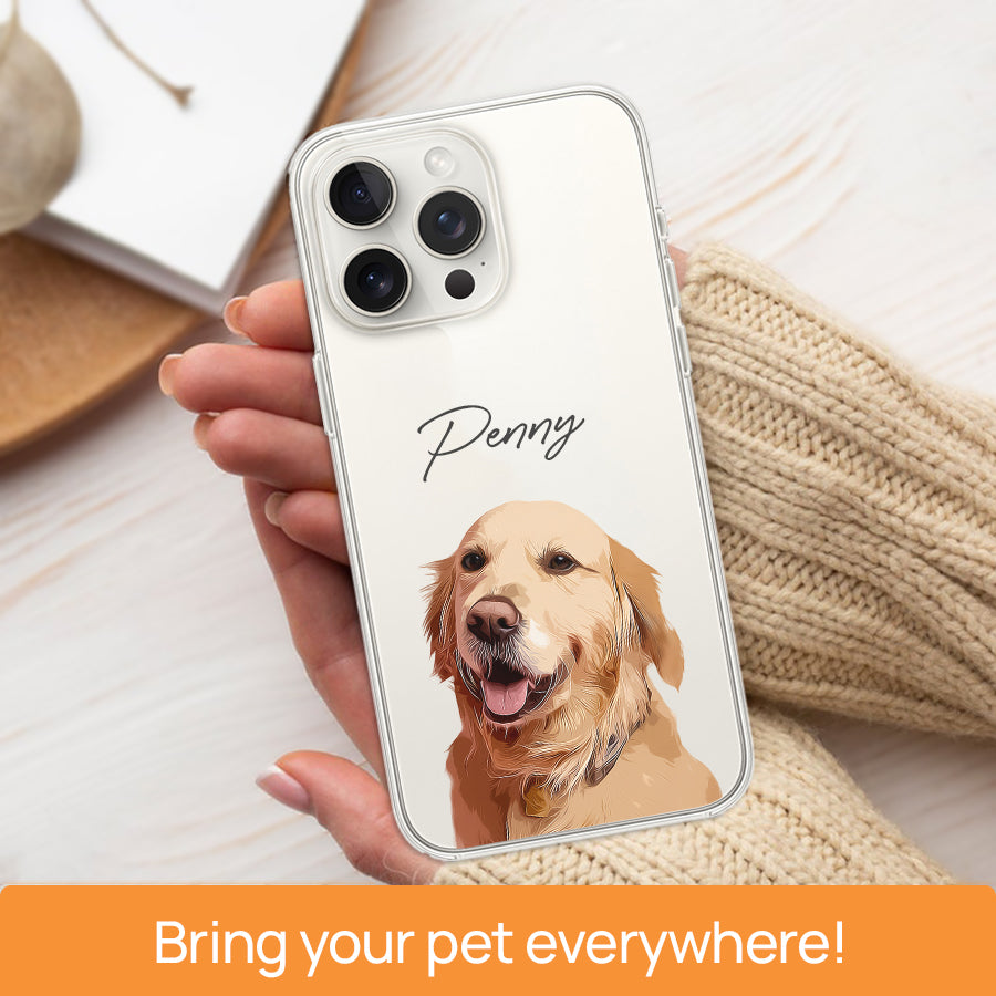 Personalized Adorable Pet Portrait Clear Phone Case - Gift For Cat Lovers