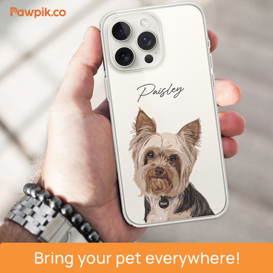 Personalized Super Cute Pet Portrait Clear Phone Case - Gift For Pet Lovers