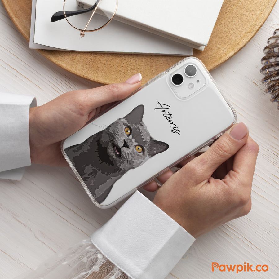 Personalized Super Cute Pet Portrait Clear Phone Case - Gift For Pet Lovers