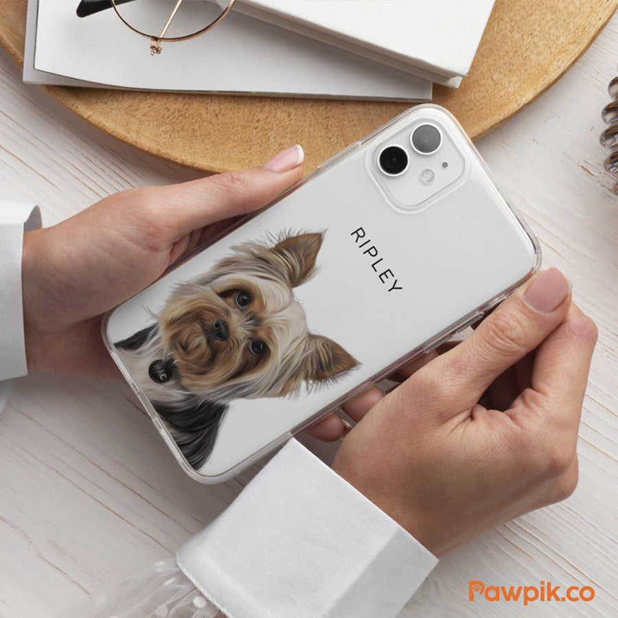 Personalized Colorful Pet Portrait Clear Phone Case - Gift For Pet Lovers