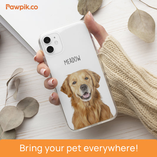 Personalized Colorful Pet Portrait Clear Phone Case - Gift For Pet Lovers