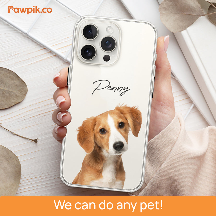 Personalized Colorful Pet Portrait Clear Phone Case - Gift For Pet Lovers