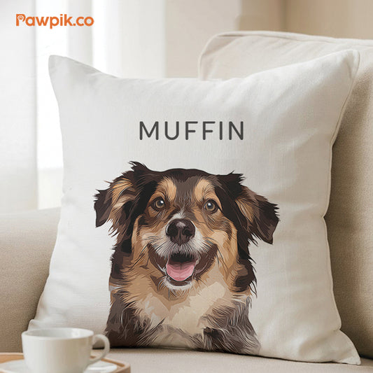 Funny Custom Dog Cartoon Faux Suede Square Pillow - Gift For Pet Lovers