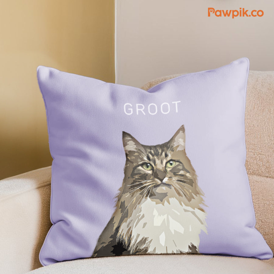 Lovely Customized Cat Cartoon Faux Suede Square Pillow - Gift For Pet Lovers