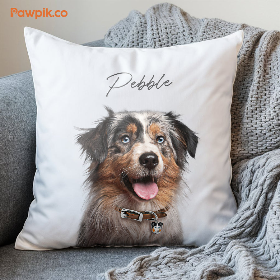 Super Cute Personalized Pet Faux Suede Square Pillow - Gift For Dog Lovers