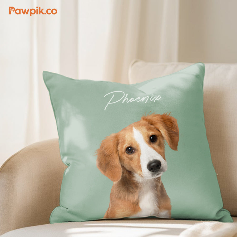 Super Cute Personalized Pet Faux Suede Square Pillow - Gift For Dog Lovers