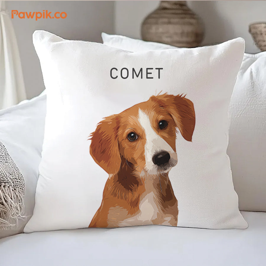 Super Adorable Custom Dog Portrait Cartoon Square Pillow - Gift For Pet Lovers