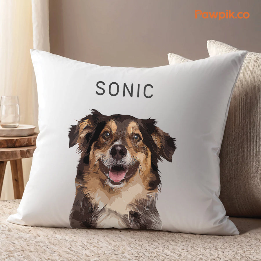 Super Adorable Custom Dog Portrait Cartoon Square Pillow - Gift For Pet Lovers